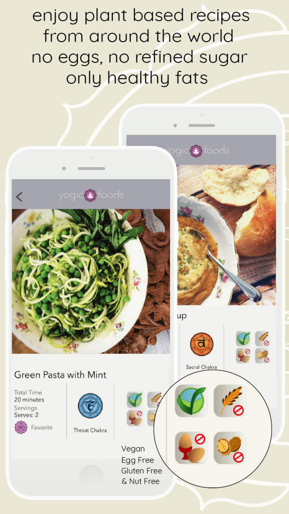 YogicFoods App Recipe with diet symbols